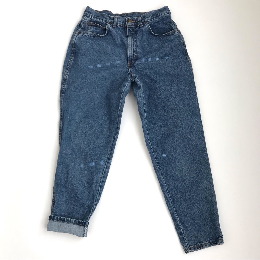 Vintage Chic Mom Petite Jeans Loose Relaxed Thigh High Rise Tapered Y2K 28